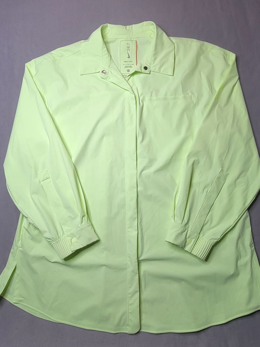 Nike 24.7 Perfectstretch Womens Dri-fit Oversize Long Sleeve Button Down Sz S